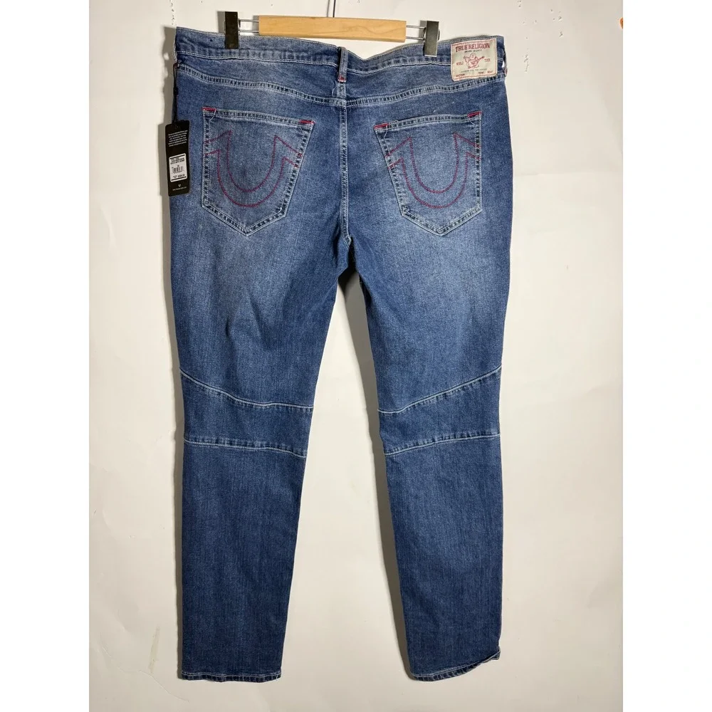 True Religion Rocco Moto Skinny Jeans Mens 38 Medium Spiced Orchard Wash NWT
